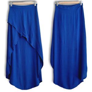 FOREVER 21 High Low Hem Faux Wrap Light Skirt Blue Sz S